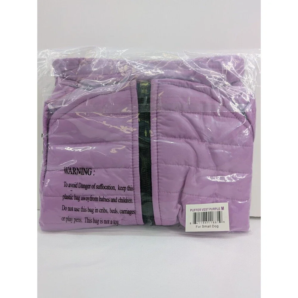 Gooby Puffer Vest Purple M Small Dog Winter Warm Coat Jacket Harness D-Ring